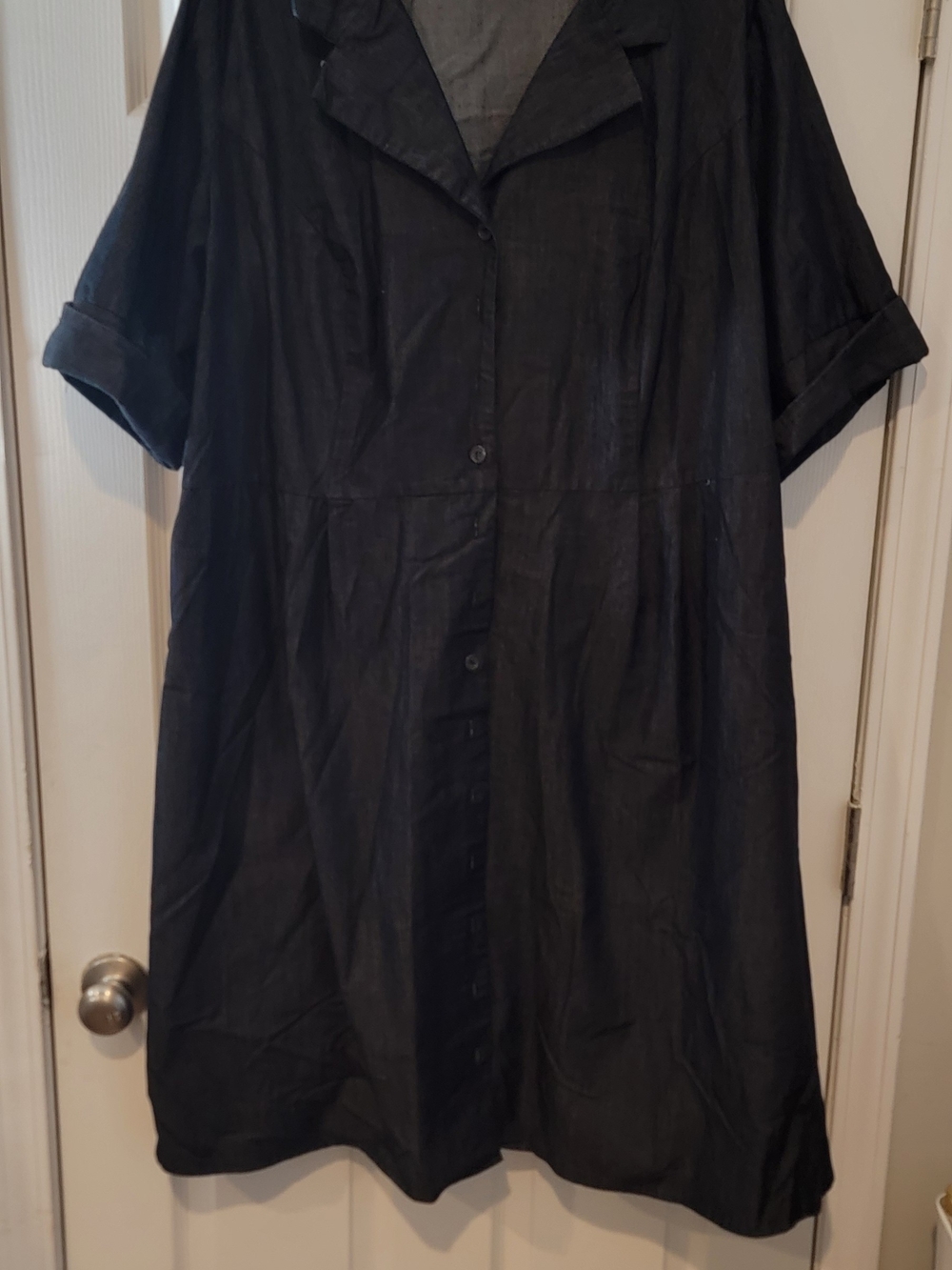 Lane Bryant dark wash blue chambray shirt dress
